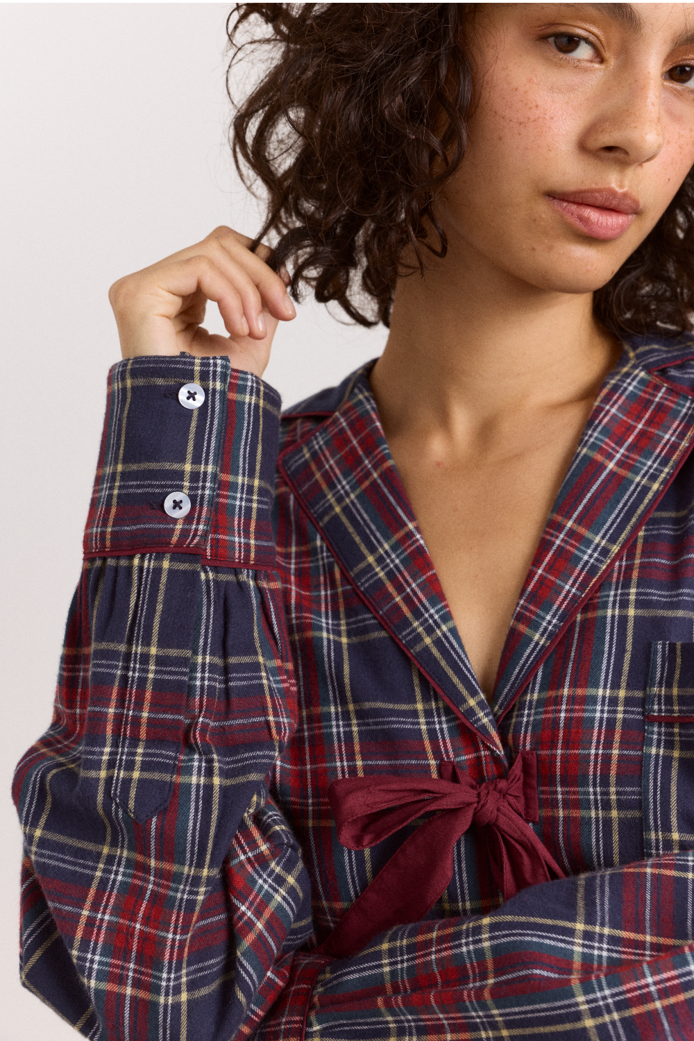 Antonella Flannel Pyjama Set in Tawny Check - view 6