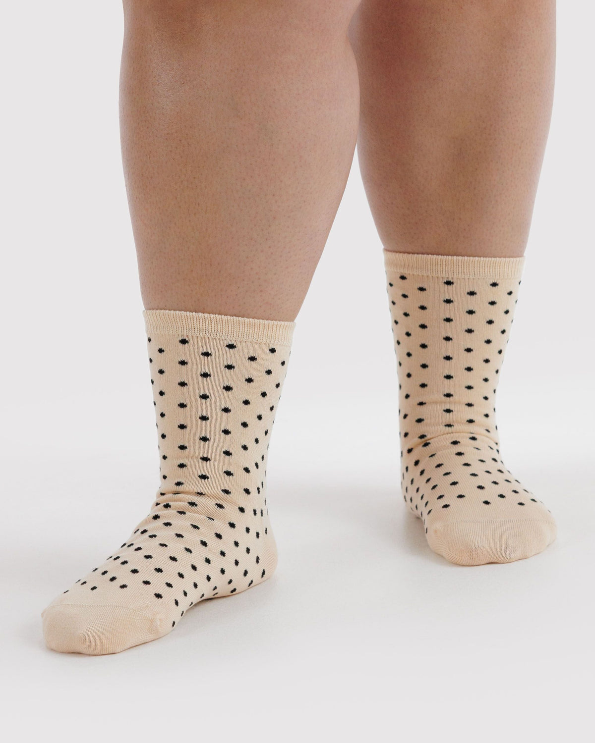 Crew Sock in Micro Cream and Black Polka Dot — view 2