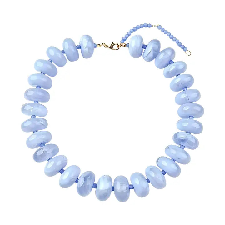 Bailey Chunky Beaded Necklace in Light Blue