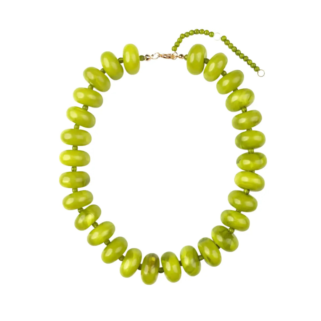 Bailey Chunky Beaded Necklace in Chartreuse — front view