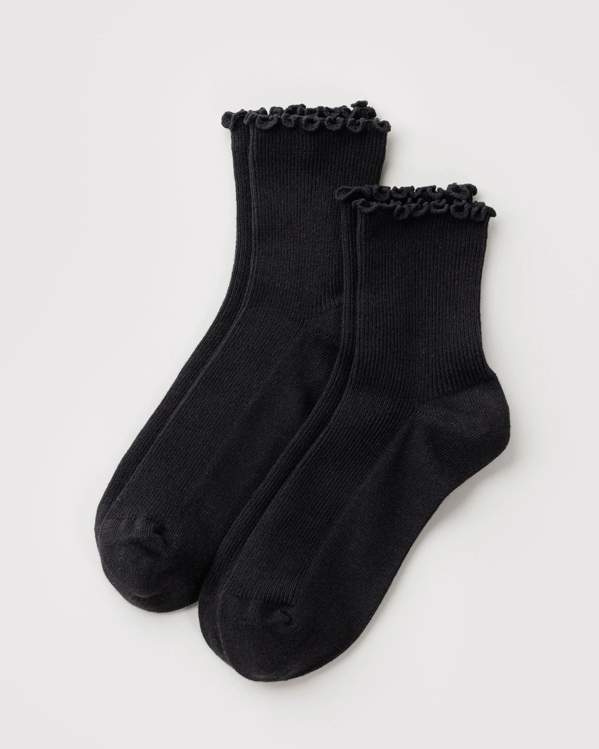 Lettuce Edge Sock Set of 2 in Black
