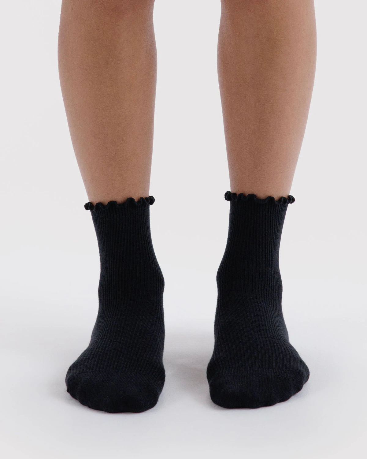 Lettuce Edge Sock Set of 2 in Black