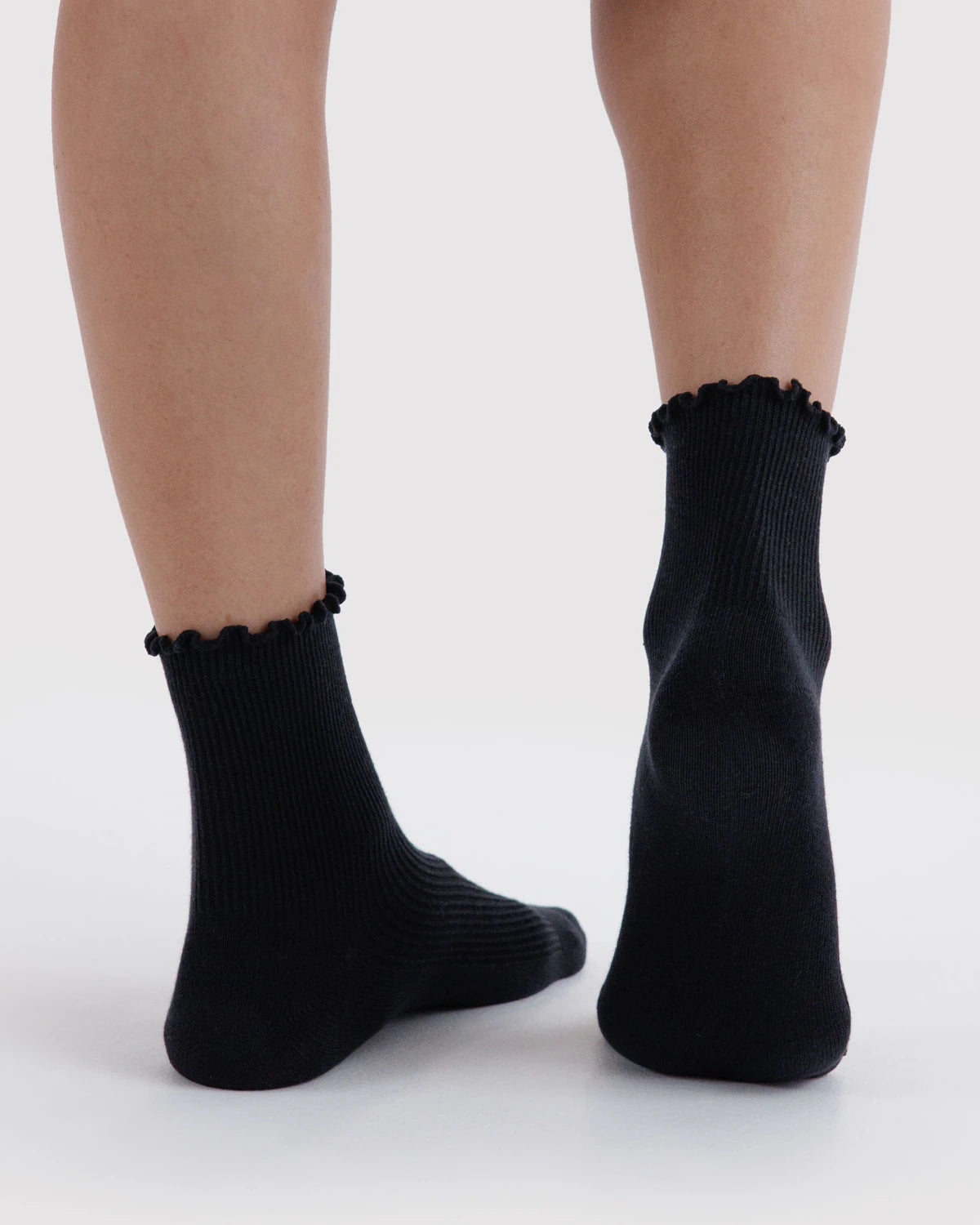 Lettuce Edge Sock Set of 2 in Black — view 3