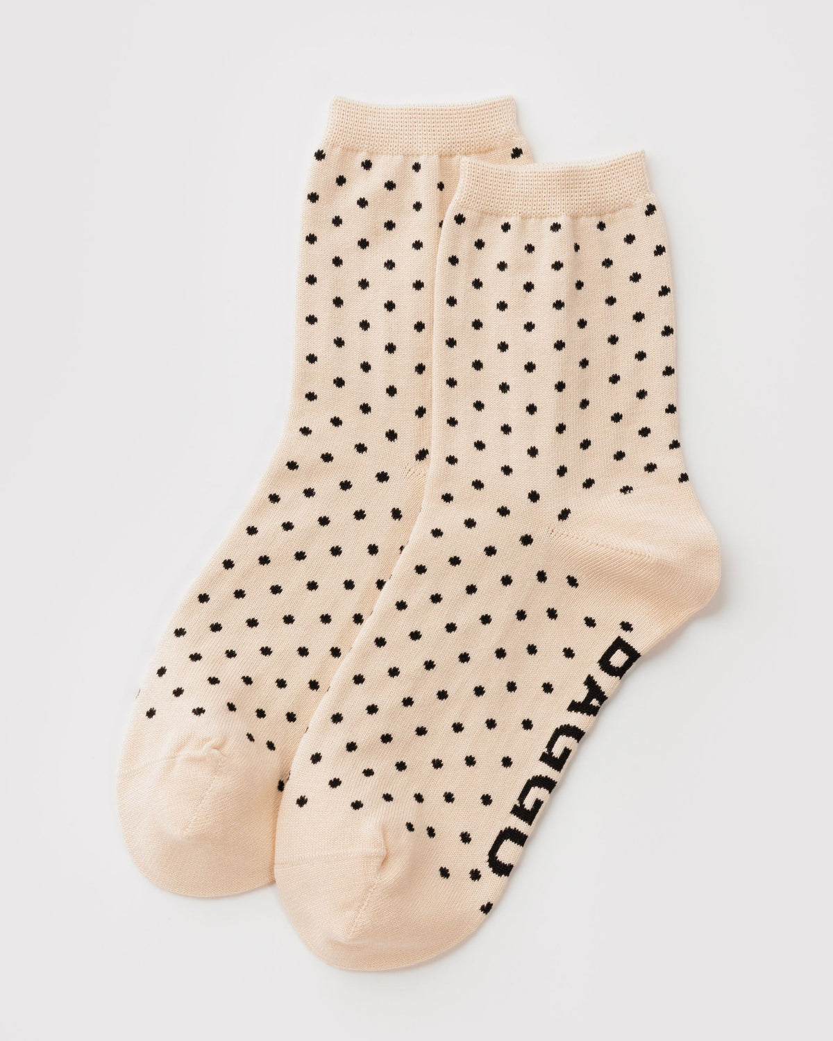 Crew Sock in Micro Cream and Black Polka Dot — view 1