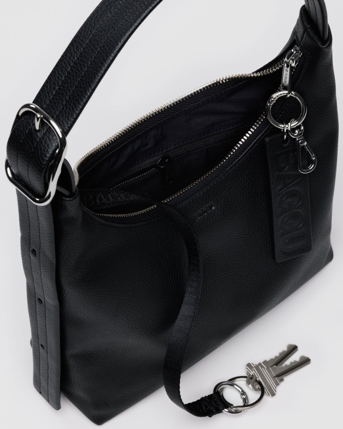 Mini Recycled Leather Shoulder Bag in Black — view 3