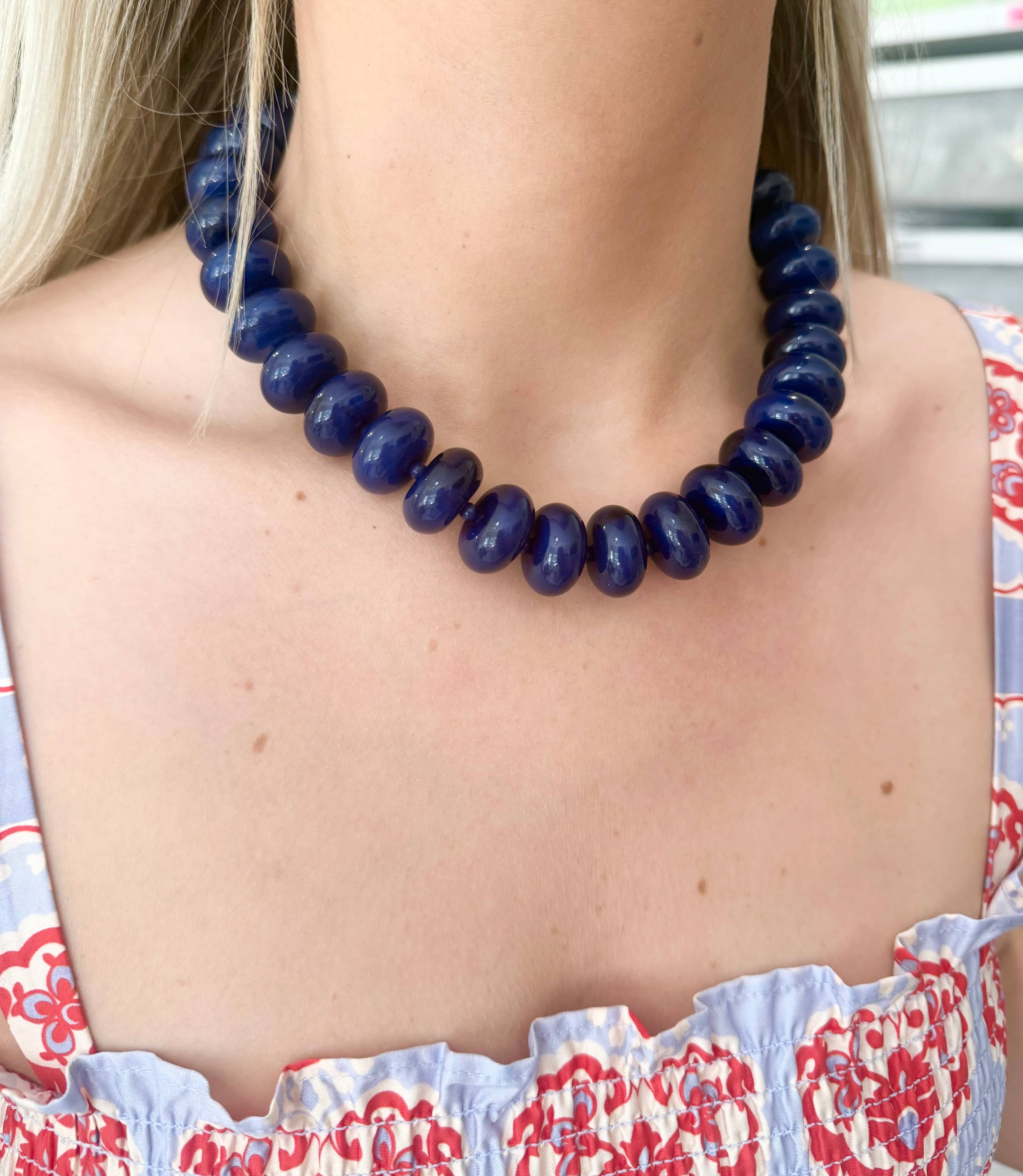 Bailey Chunky Beaded Necklace in Green — view 2