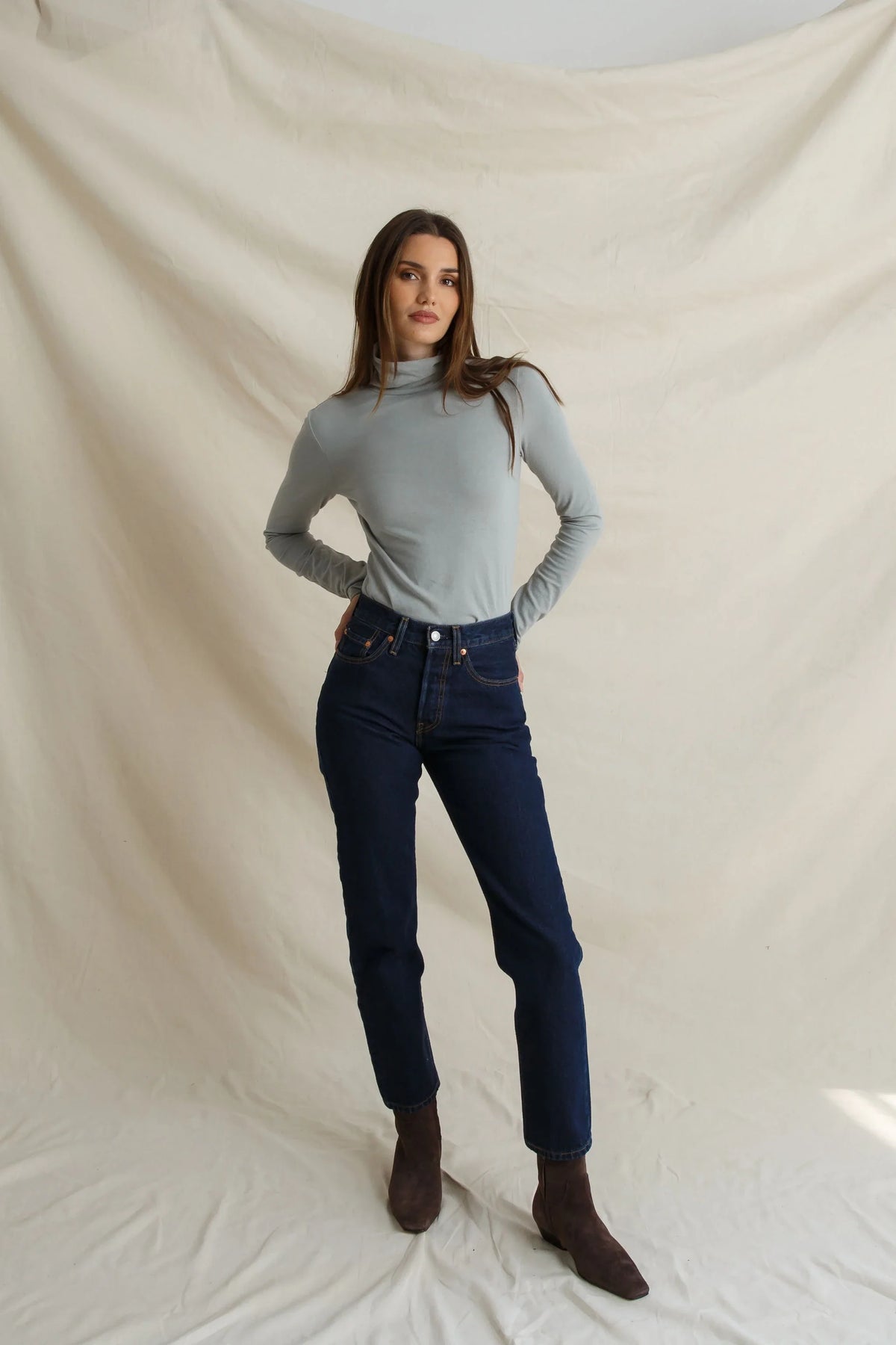 Cindy Long Sleeve Turtleneck in Griffin Gray - view 3