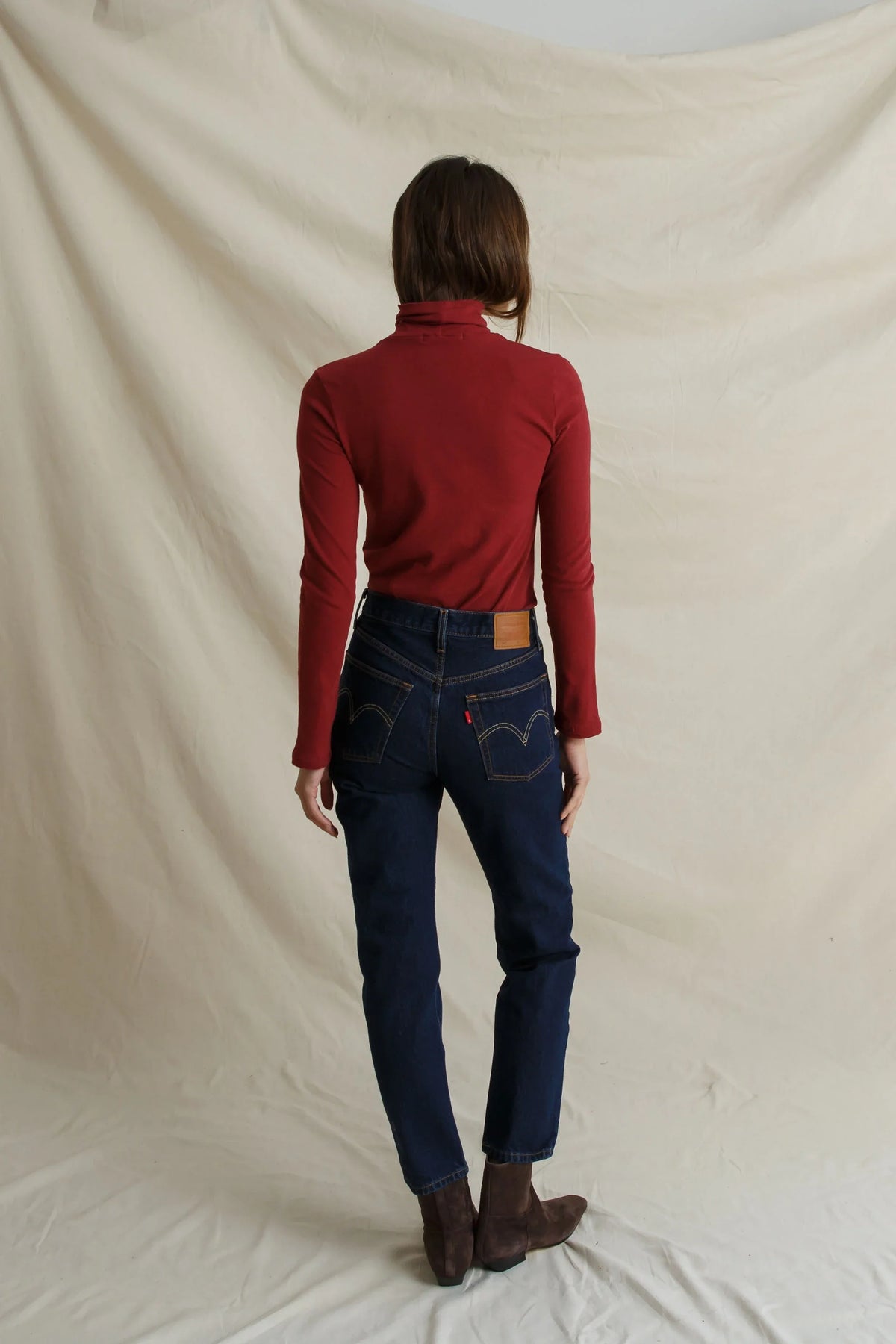 Cindy Long Sleeve Turtleneck in Ruby Red - view 3