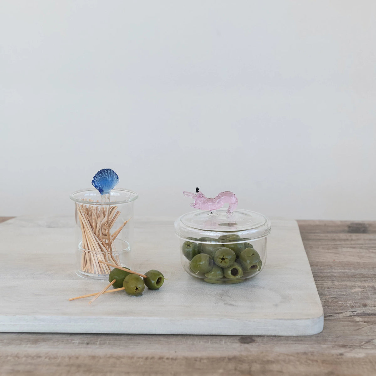 Glass Toothpick Holder with Hand-Blown Shell — view 2