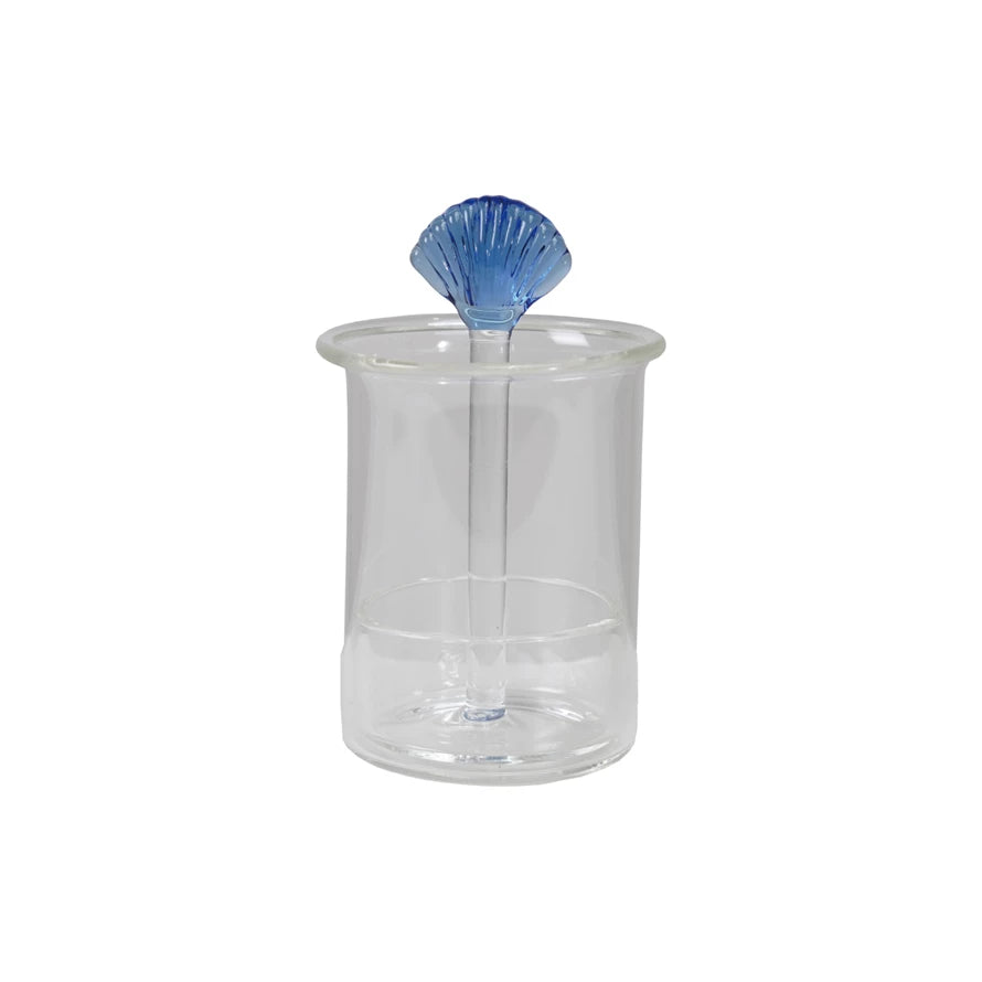 Glass Toothpick Holder with Hand-Blown Shell — front view