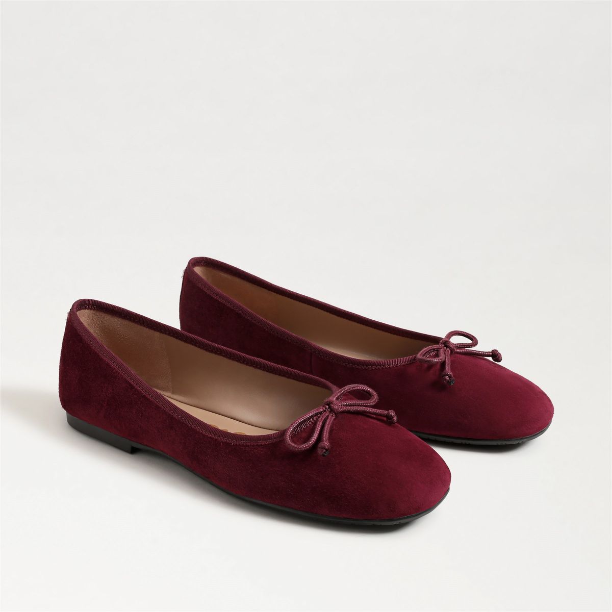 Alie Bow Ballet Flat in French Merlot by Sam Edelman — both shoes, angled
