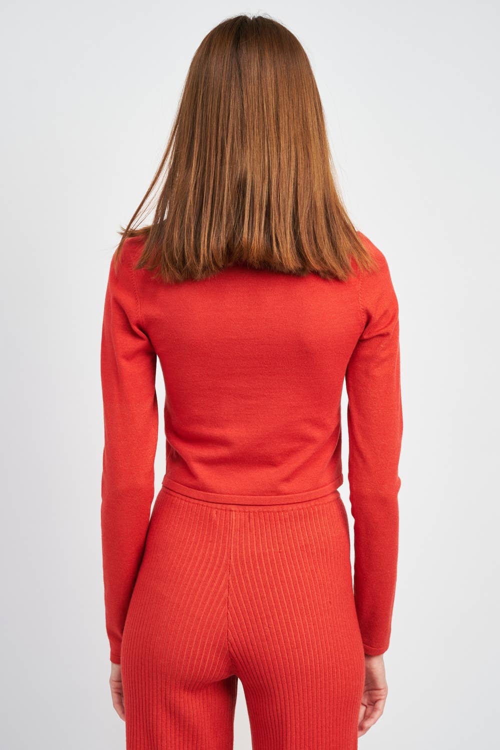 Long Sleeve Asymmetric Button Up Top in Rust