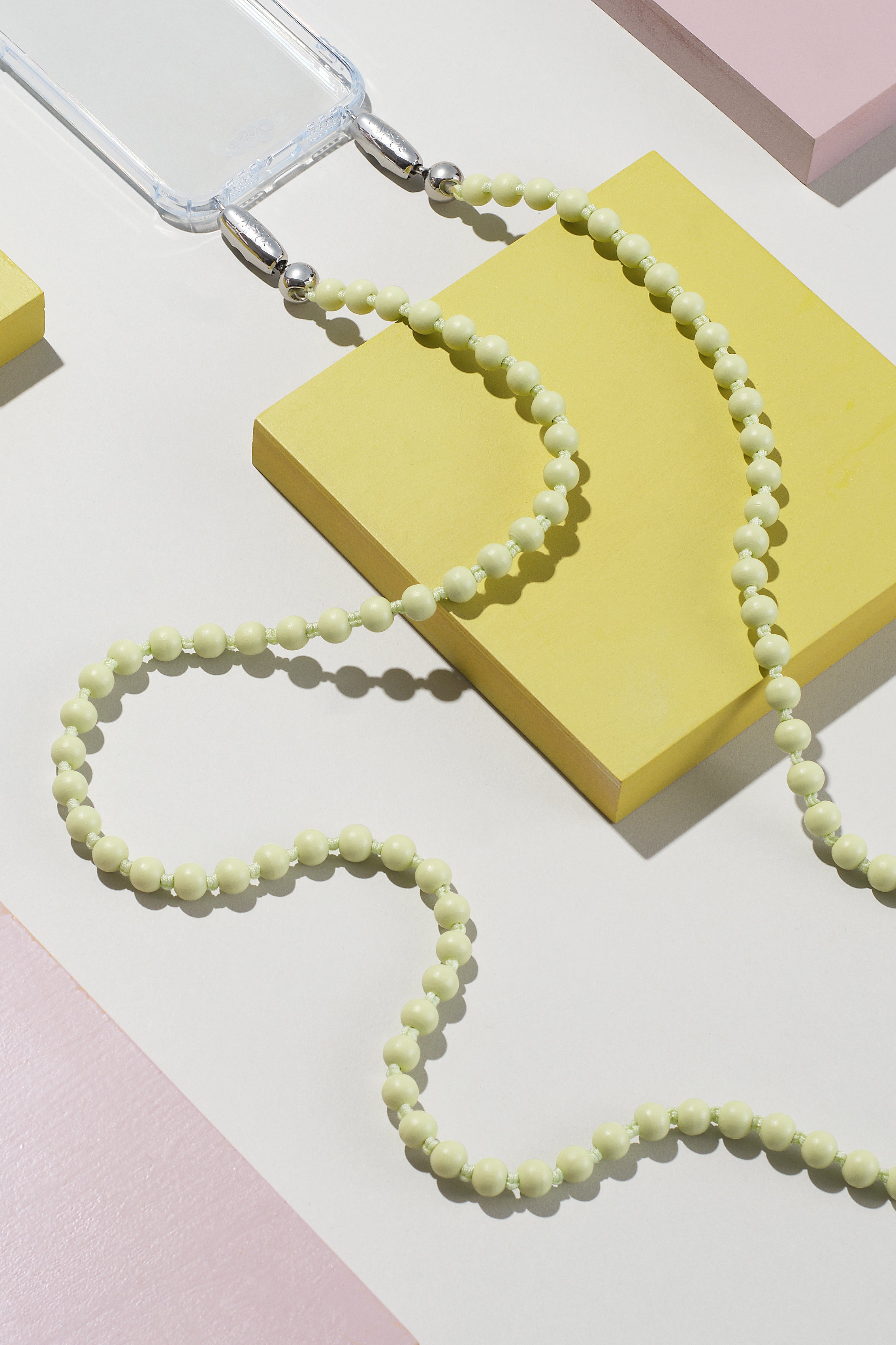 Wood Crossbody Phone Strap in Mint — front view
