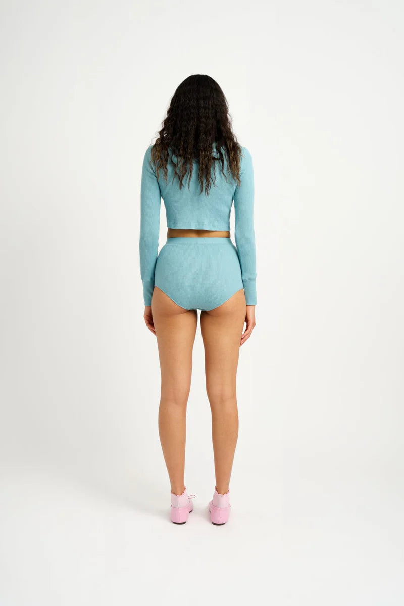 Yuri Waffle Top in Baby Blue — view 3