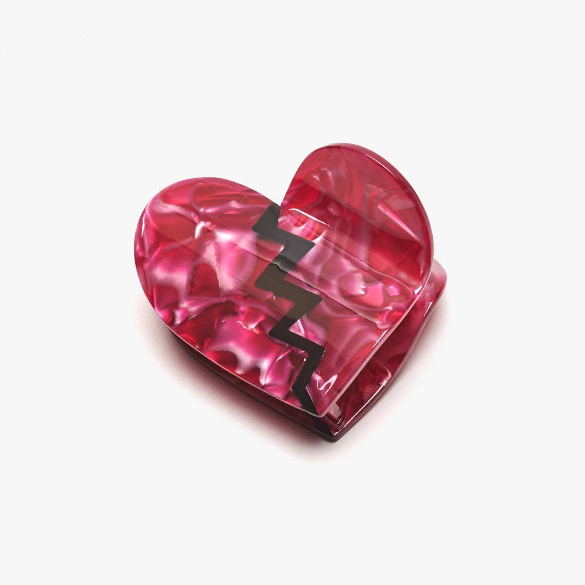 Red Fuchsia Swirl Acetate Broken Heart Hair Claw