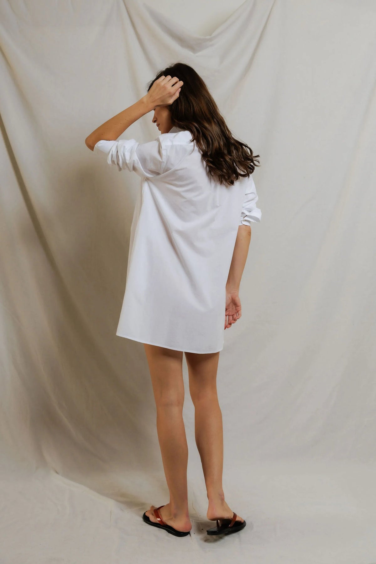 Felicia Poplin Shirt Dress in White view 3