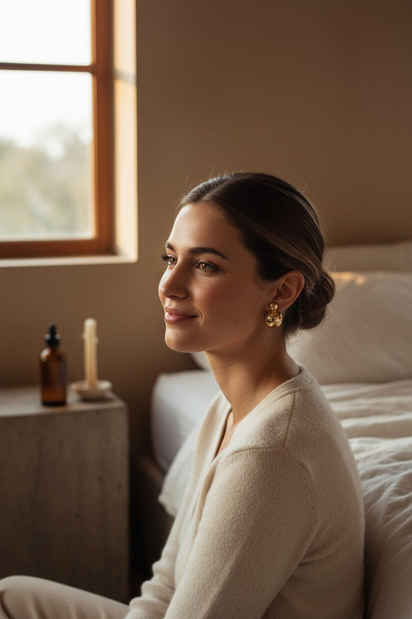 Reflective Gold Double Ball Earrings