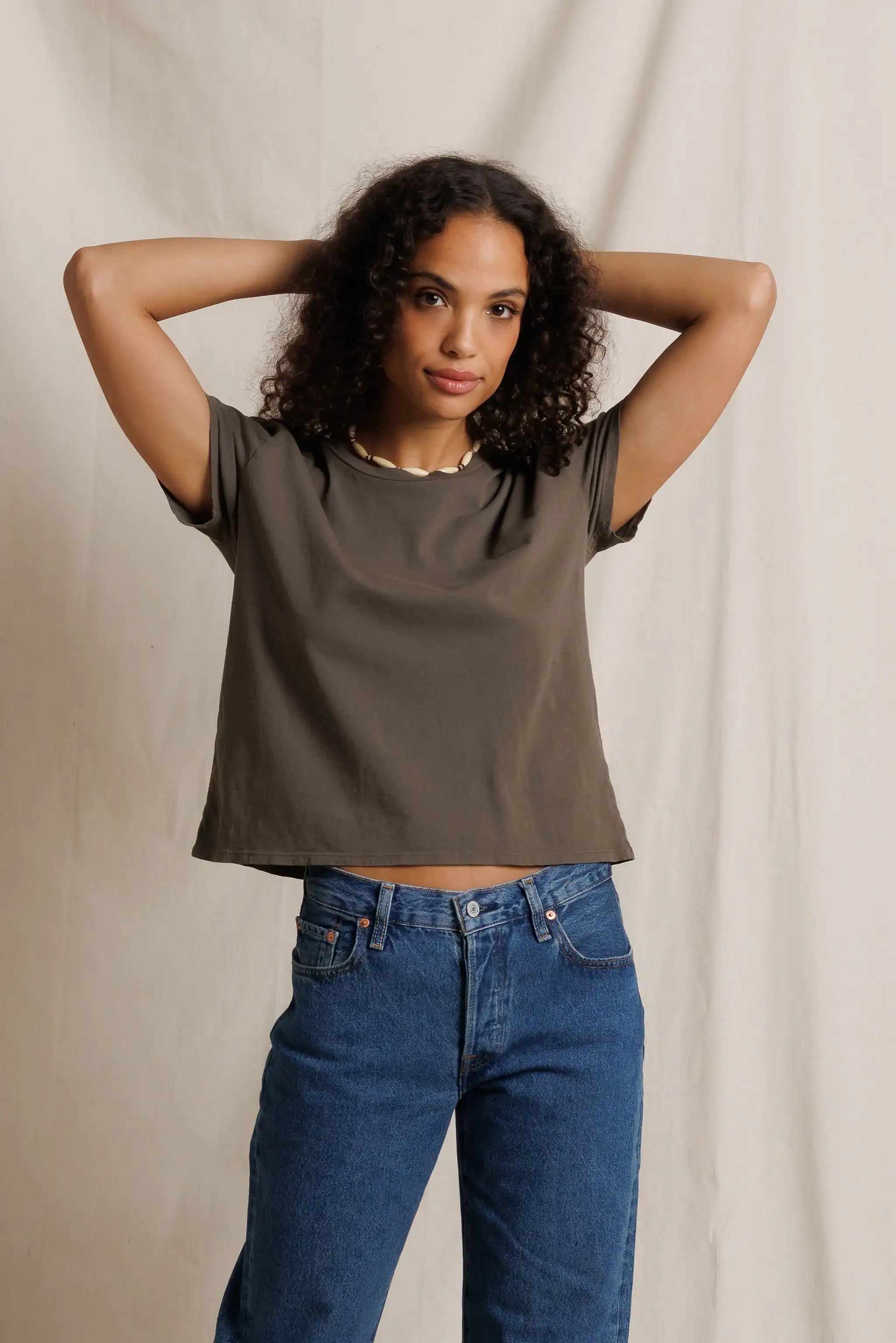 Harley Tee in Dark Olive front view
