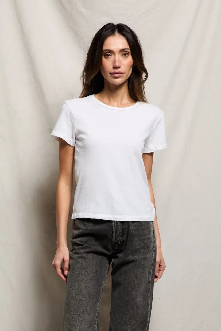 Lisa Recycled Cotton Fitted Tee in White