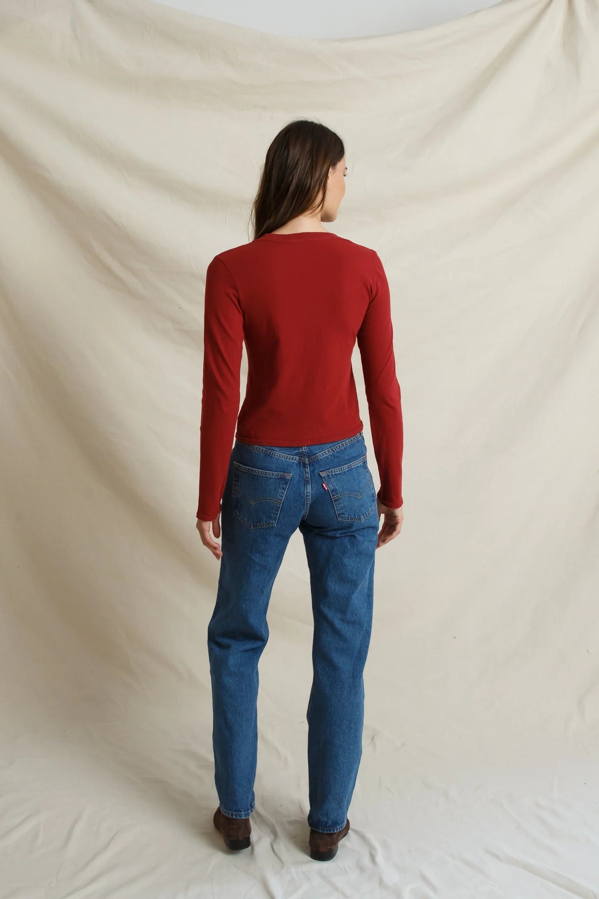 Lisa Long Sleeve Tee in Ruby Red - view 6