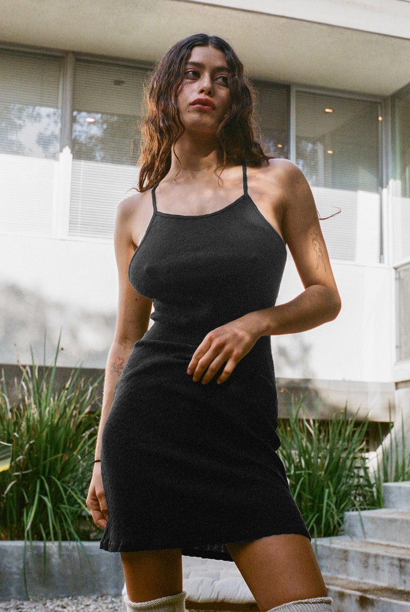 Pointelle Miro Mini Dress in Black