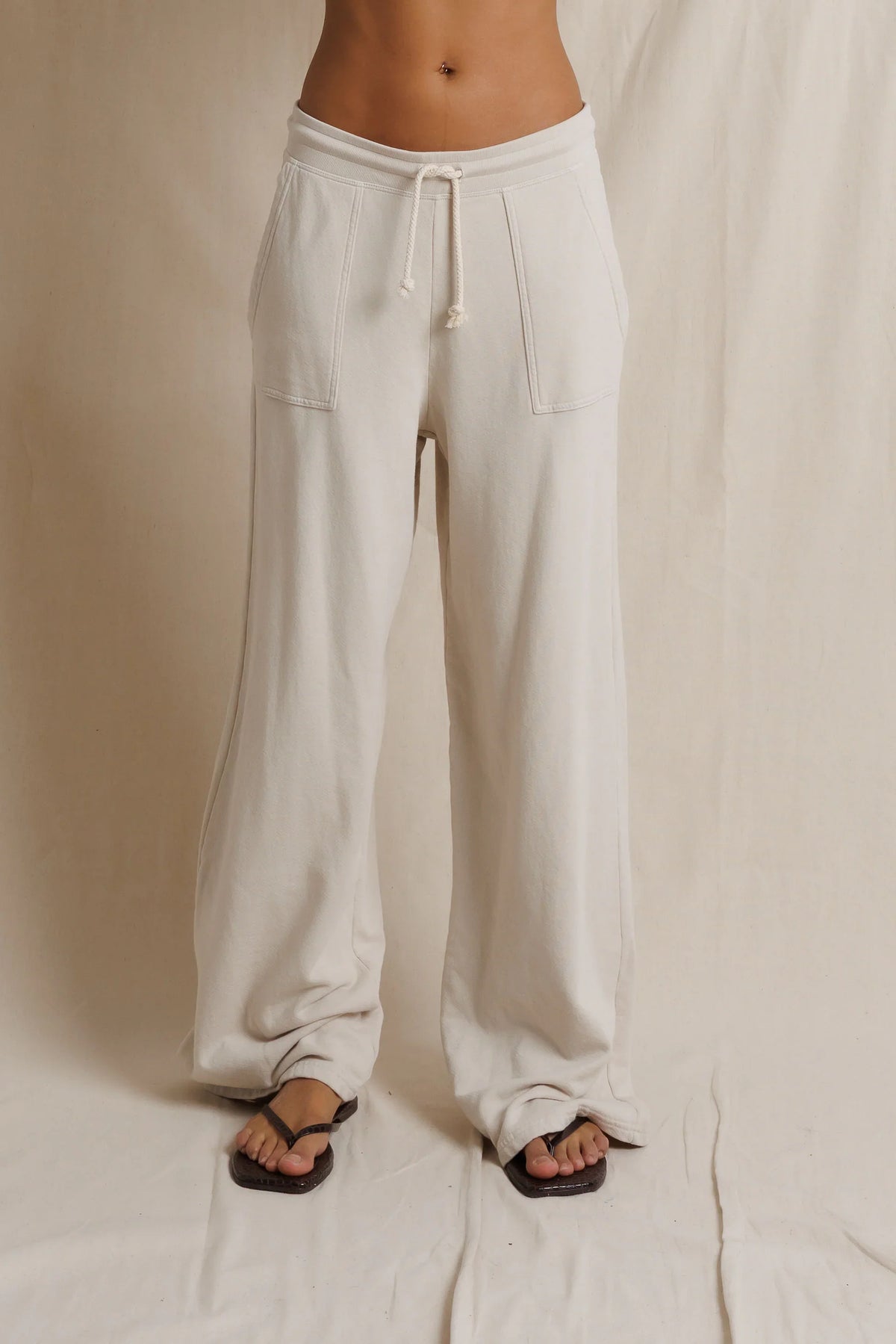 Perfect White Tee Noa French Terry Pant in Whitecap Grey, front