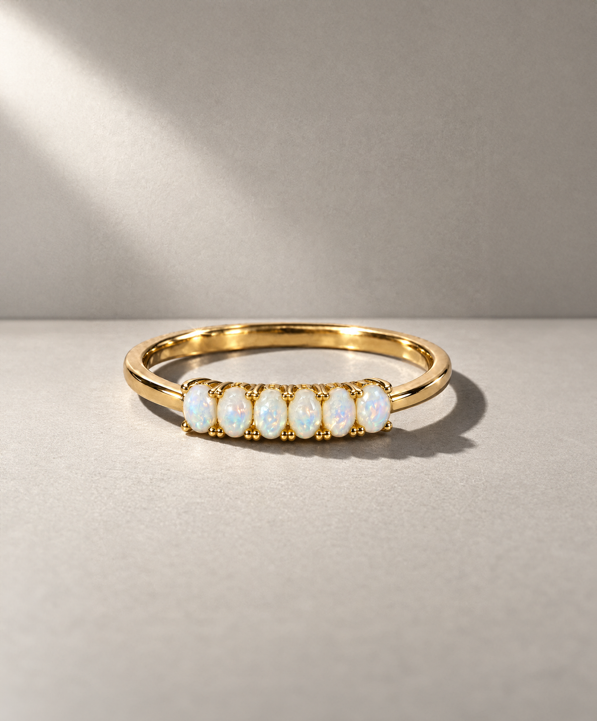 White Opal Oval Ring