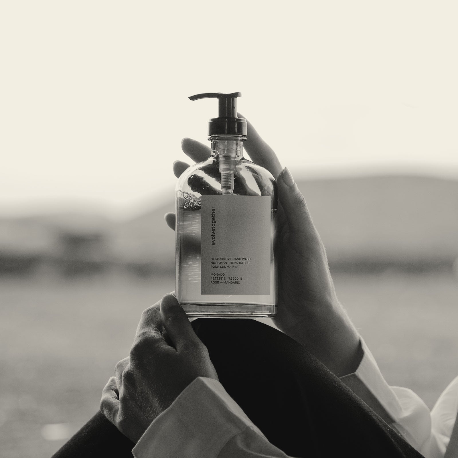 Restorative Hand Wash embossed glass detail