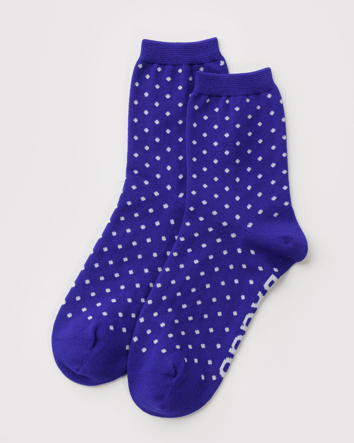 Crew Sock in Micro Blue and White Polka Dot