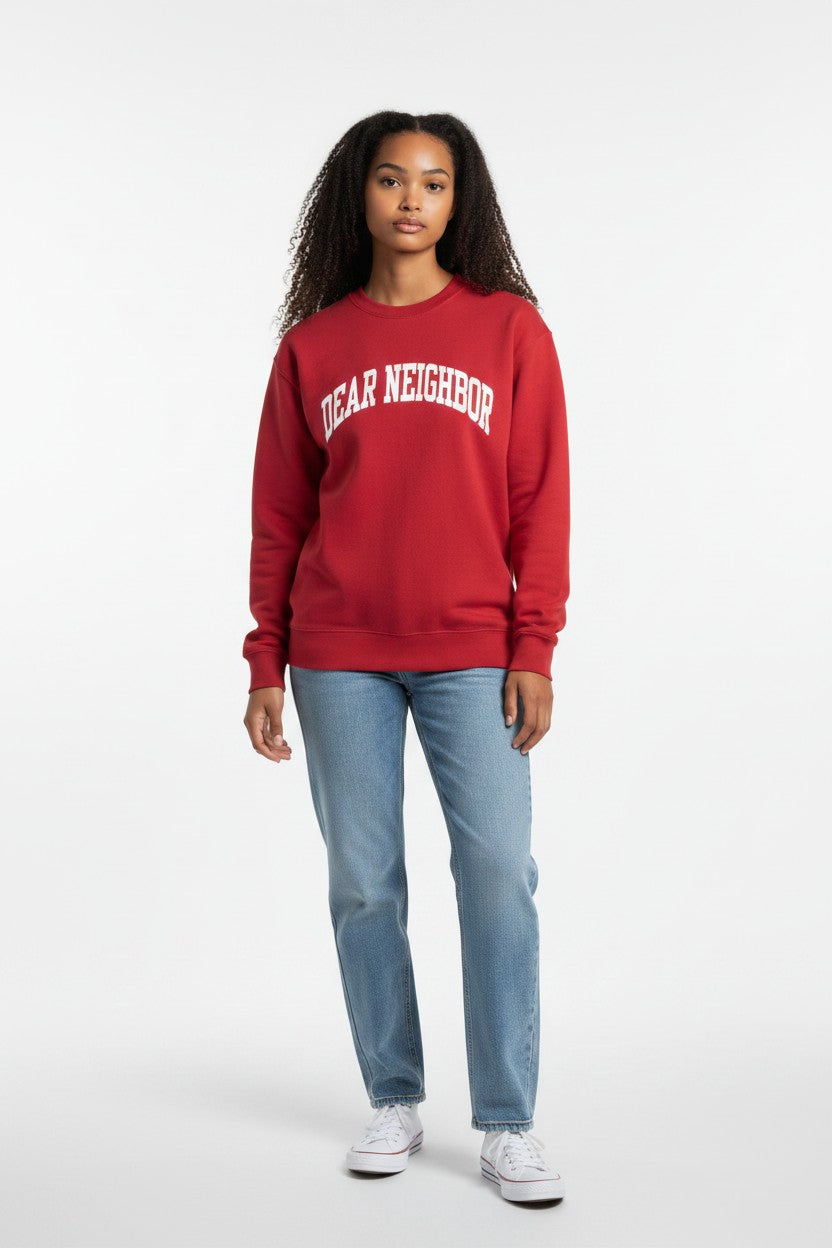 Dear Neighbor Varsity Sweatshirt in Red