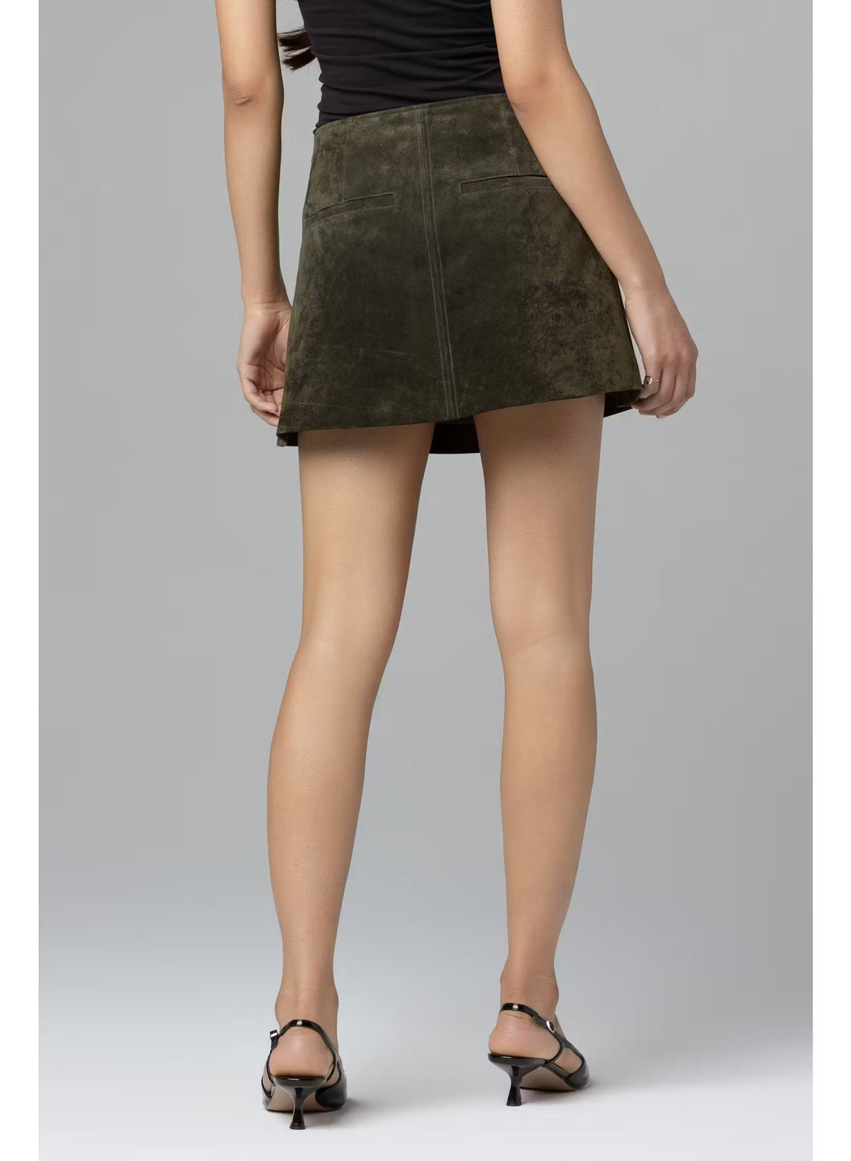 Real Suede Mini Skirt in Spicy Herbs — view 2