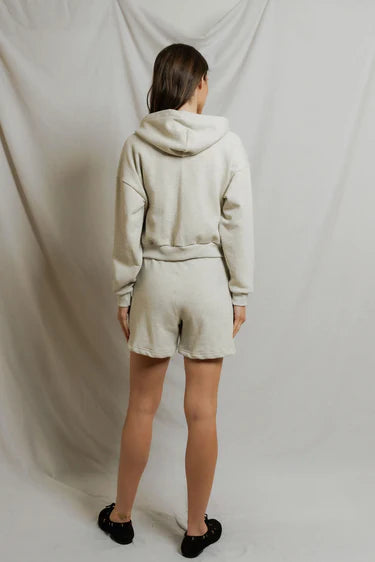 Sean French Terry Zip-Up Hoodie in Oatmeal — view 4