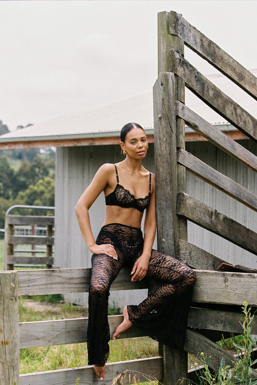 Kat the Label Stevie Flare Pant in Black - view 3