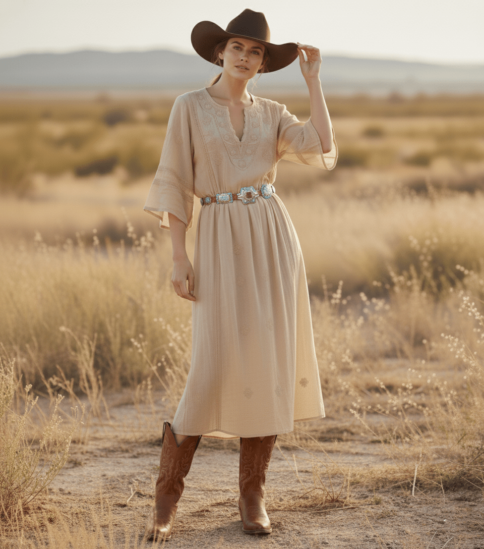 Turquoise Dottie Floral Concho Belt in Black — view 4