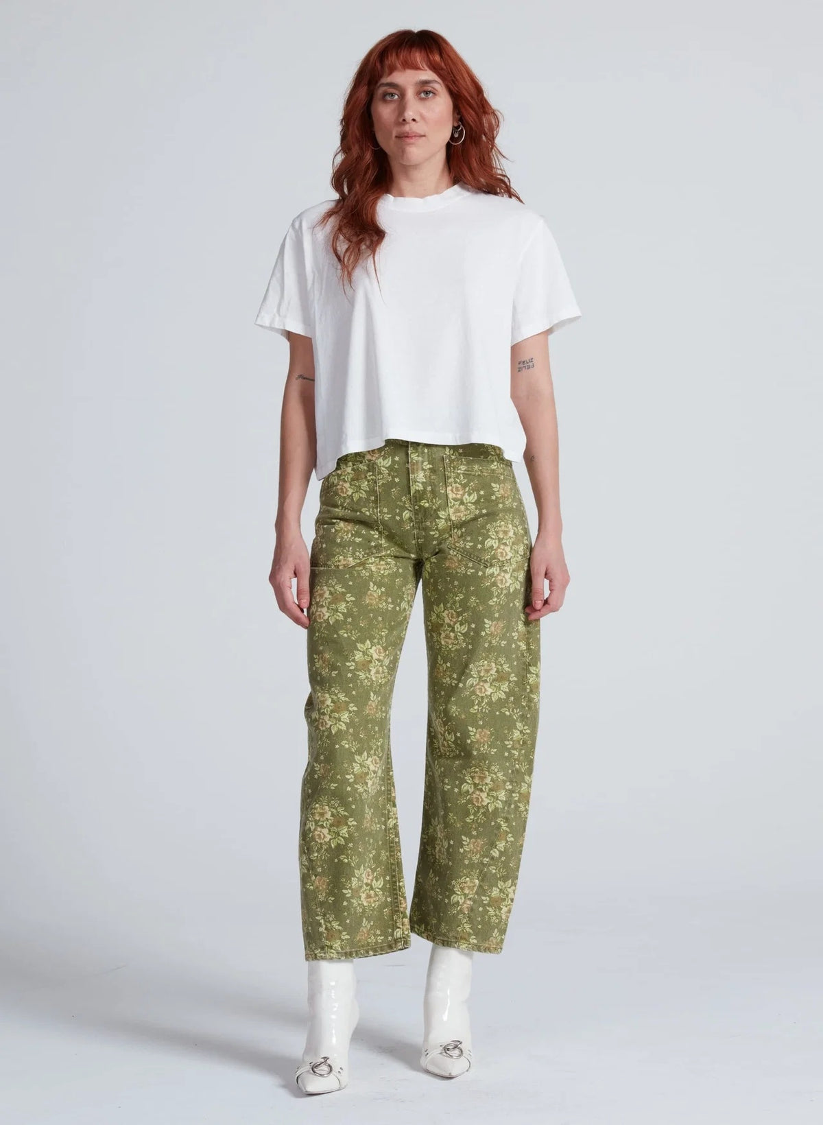 Twisted Barrel Pant in Floral Camo — front view