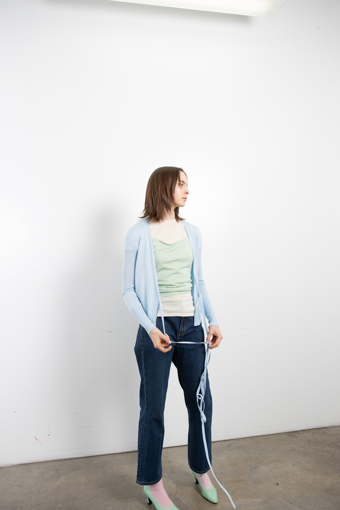 Silk Cashmere Wrap Cardigan in Sky Sorbet