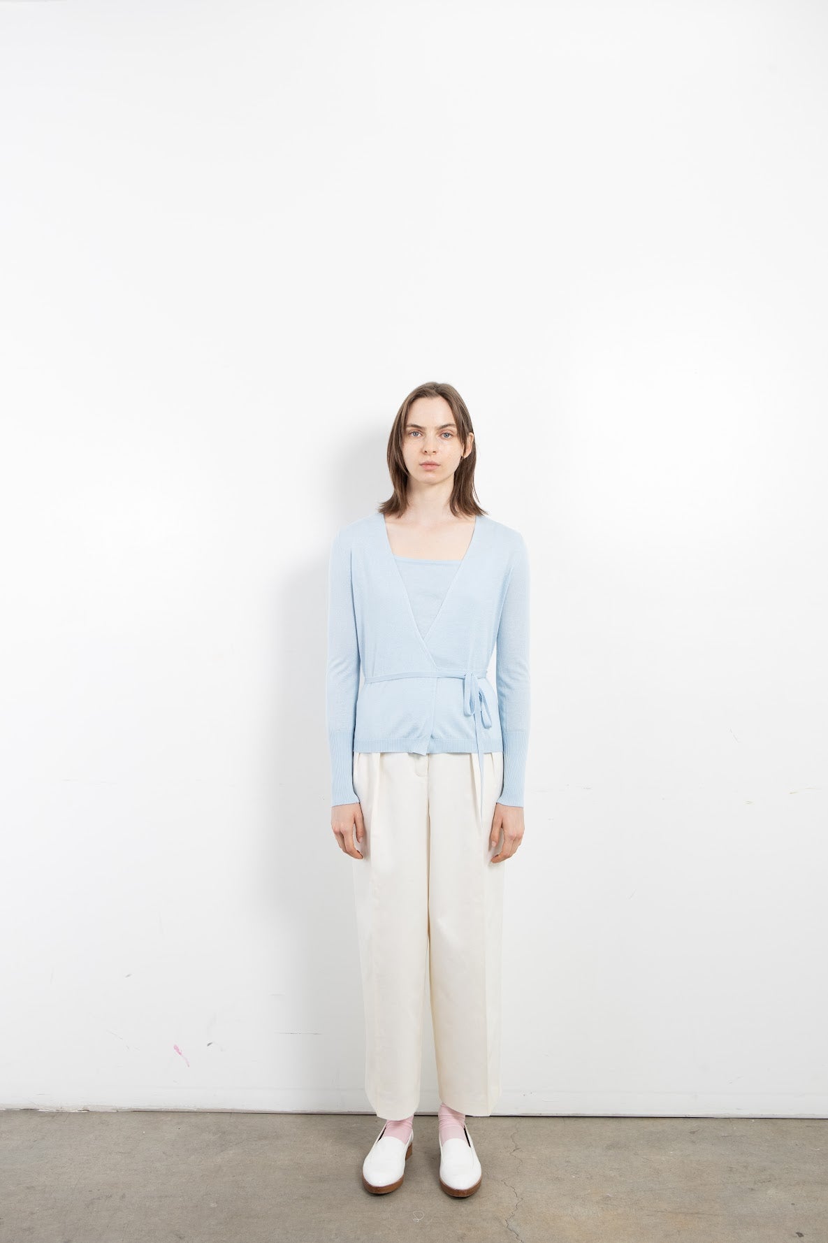 Silk Cashmere Wrap Cardigan in Sky Sorbet