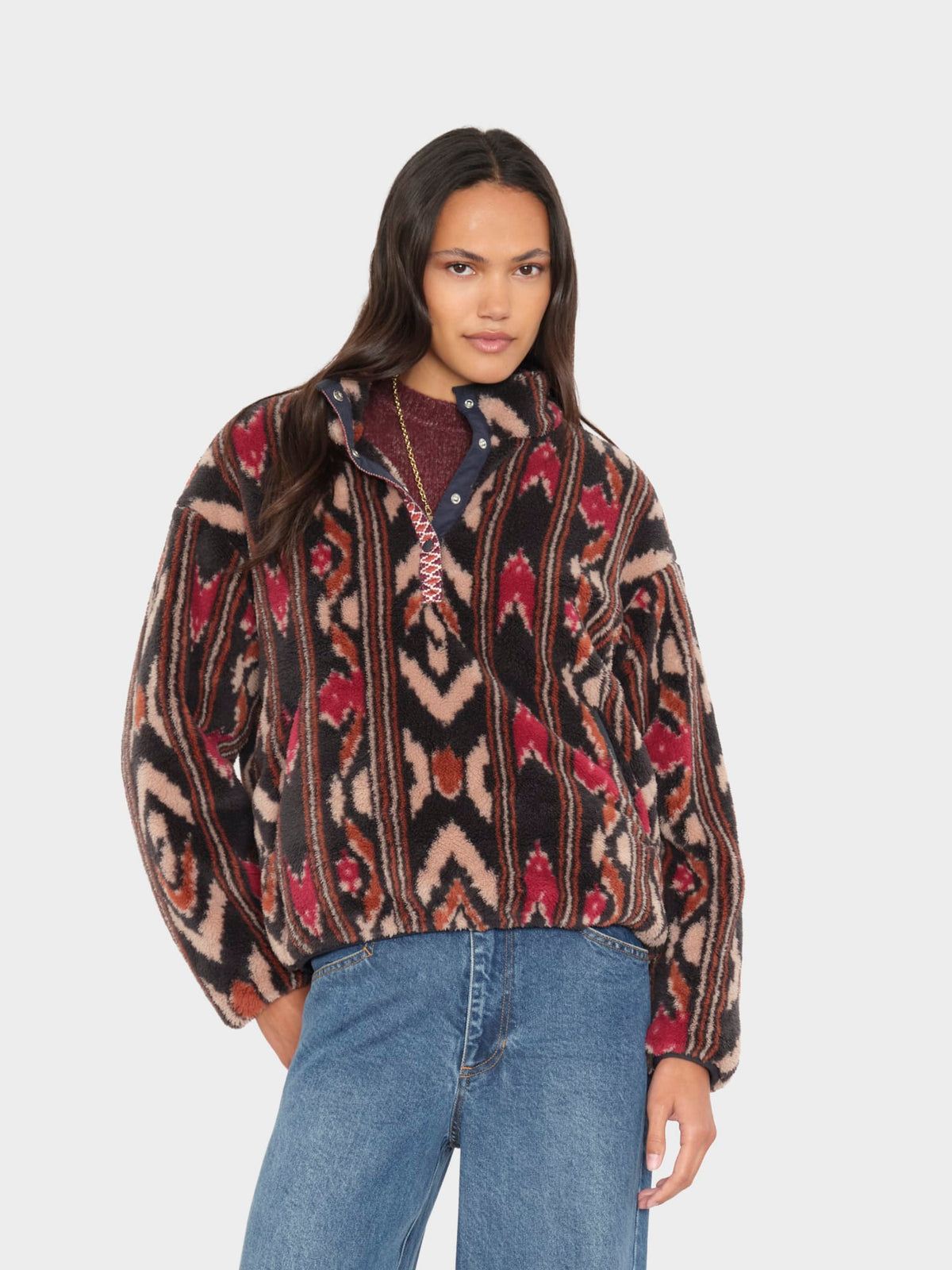 Ridge Pullover in Black Ikat — view 1