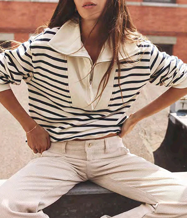 Kat Sweatshirt in Natural Stripe — view 3