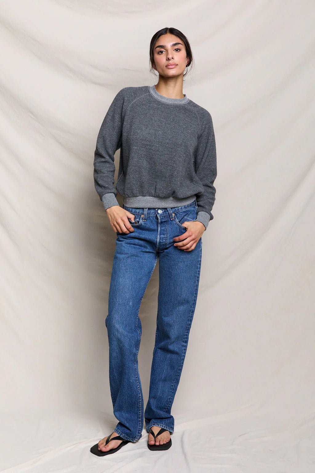 Ziggy Regular Fit Crew Neck Sweatshirt in Dark Heather Grey — view 5