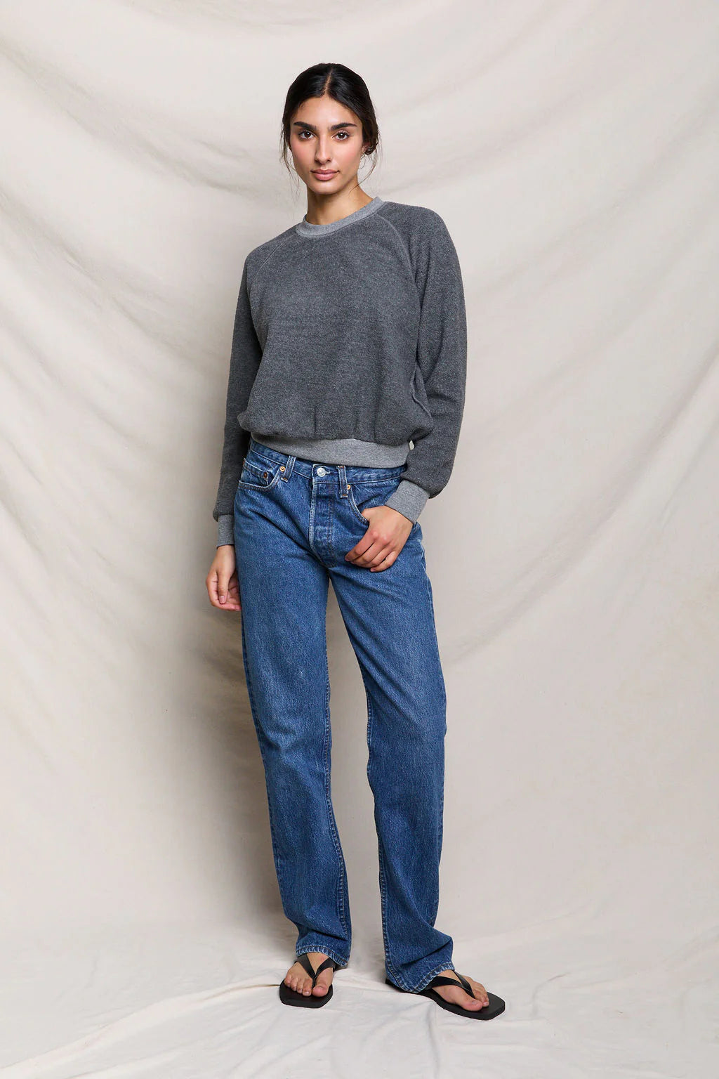 Ziggy Regular Fit Crew Neck Sweatshirt in Dark Heather Grey — view 3