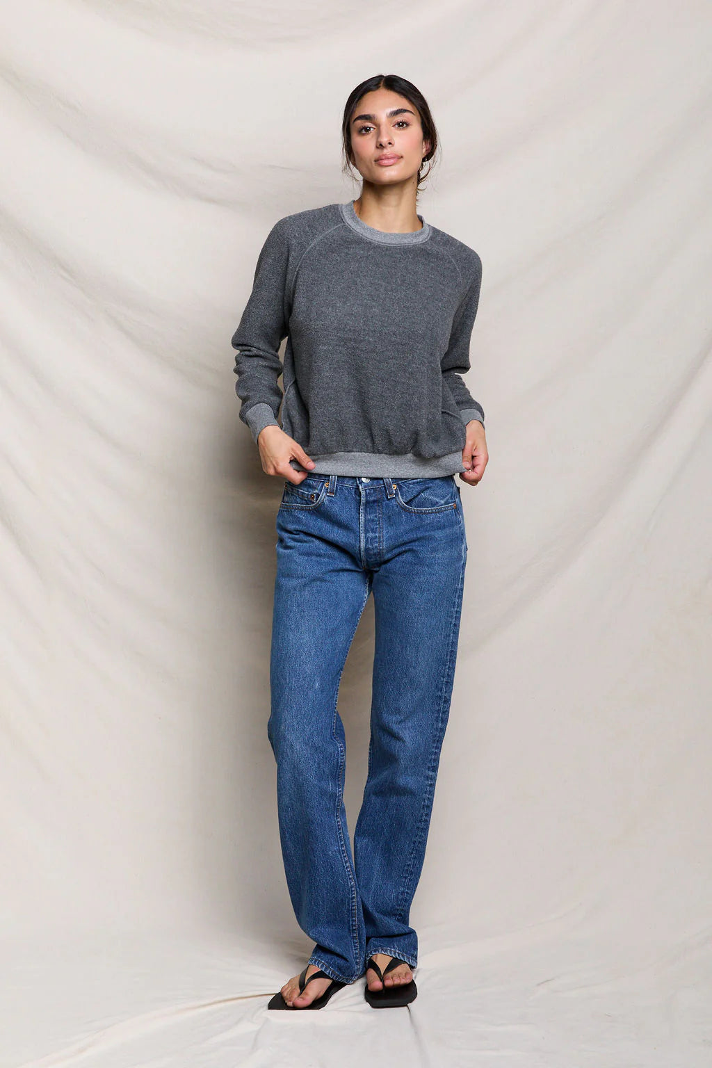 Ziggy Regular Fit Crew Neck Sweatshirt in Dark Heather Grey — view 4