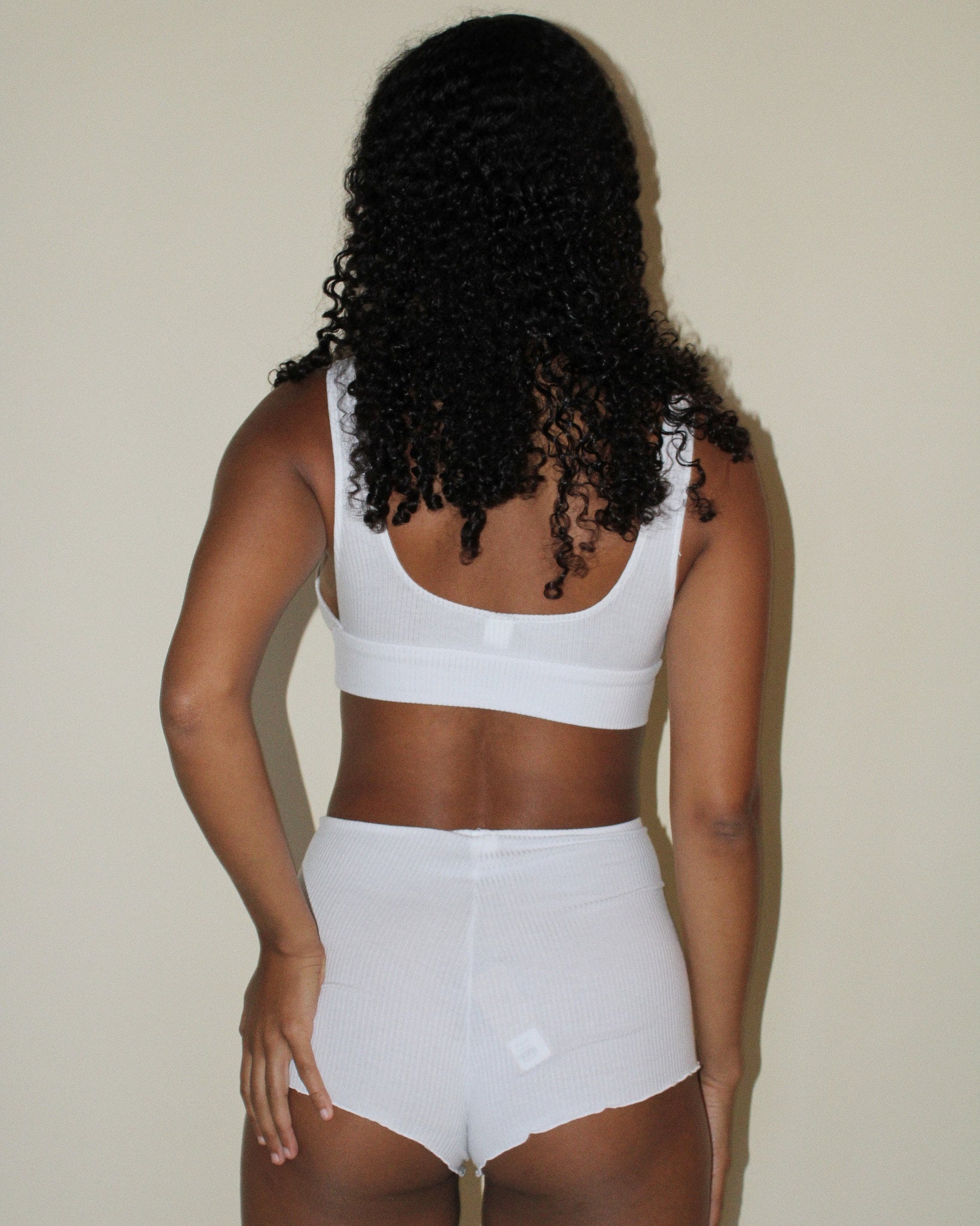 Feather Weight Rib Pamela Shorts in White — view 3