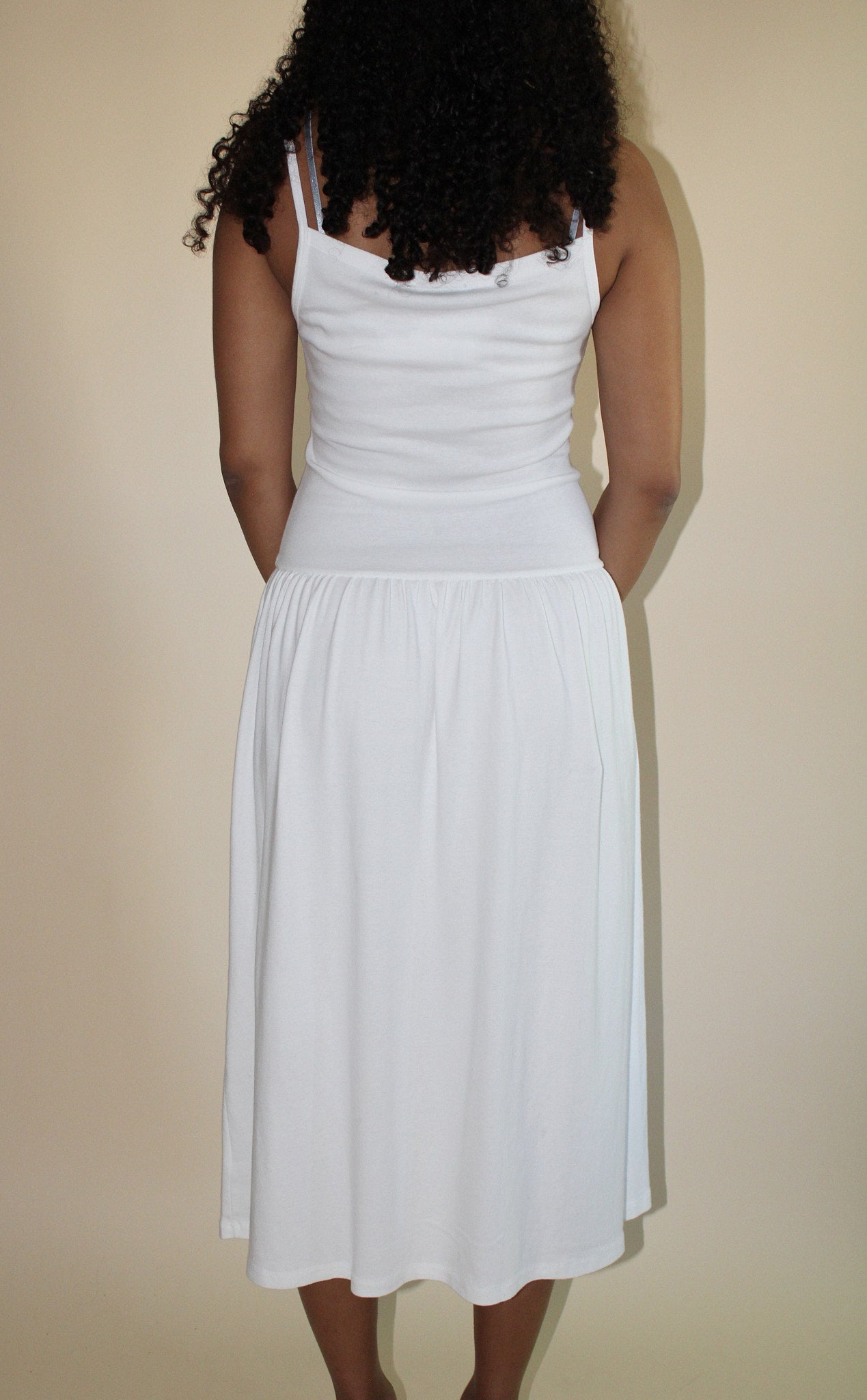 LaPointe Drop Waist Midi Dress in White